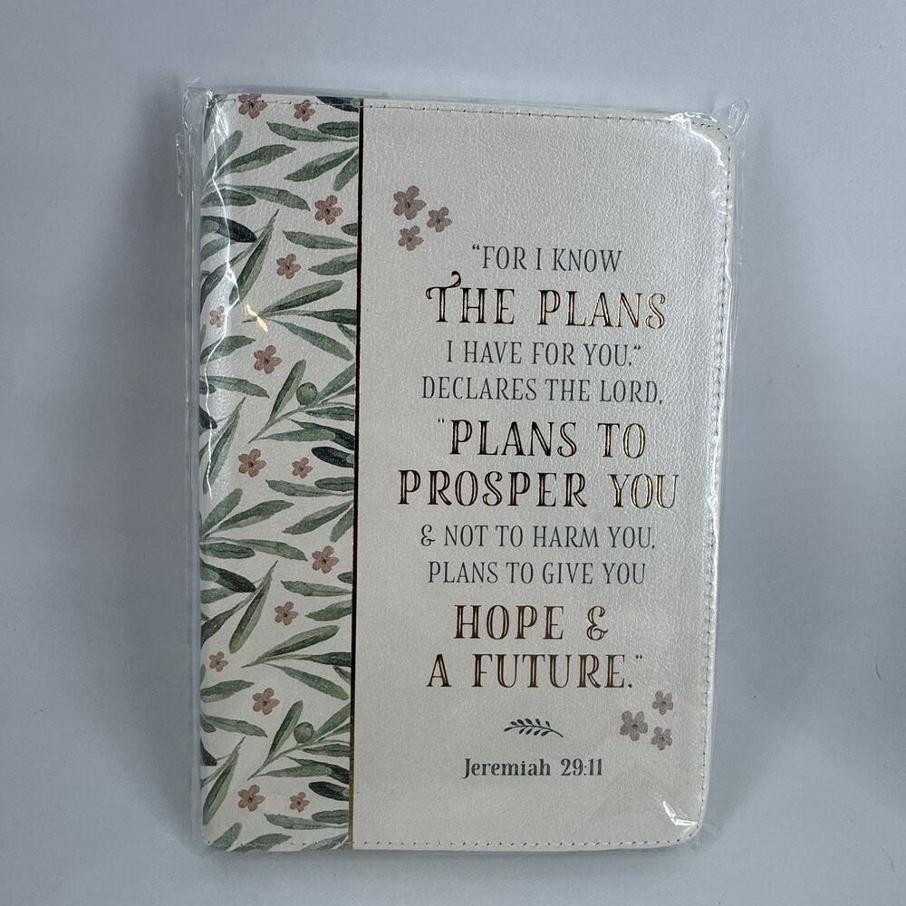Religious Verse White Christian Faith Zip Around Journal NEW Jeremiah 29:11